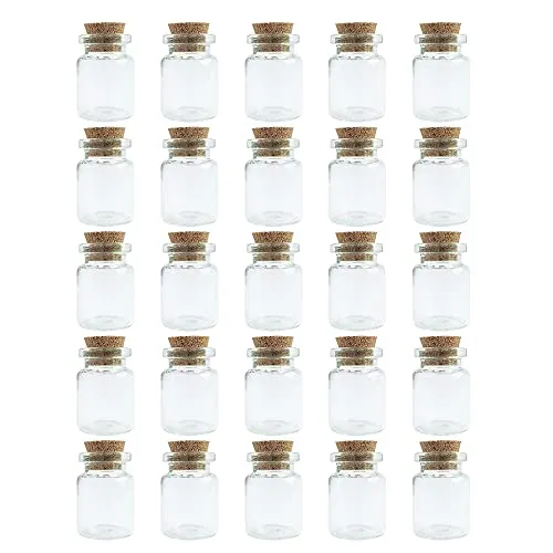 WYAN 25Pcs 4ML kleine Glasflasche,Mini Glasflaschen mit Korken,Luftdichte Flaschen mit Korken,Als Gastgeschenk Hochzeitsdeko Gewürzgläser