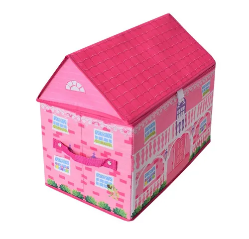 TE-Trend Spielzeugtruhe Villa Aufbewahrungsbox Mädchen Spielhaus mit Deckel (1 St), faltbare Spielzeugkiste