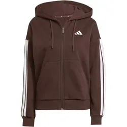 adidas Sportswear Kapuzensweatshirt W 3S FL FZ HD - Sportliches Design in Shadow Brown - Sweatshirt für Damen mit Reißverschluss, aus hochwertiger Baumwollmischung, ideal für sportliche Aktivitäten und Freizeit.