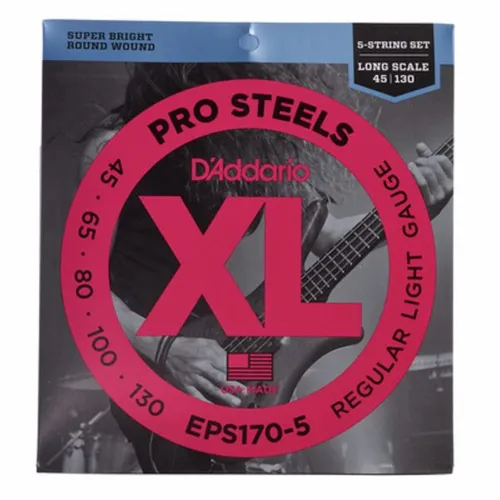 D'Addario EPS170-5 E Bass Gitarrensaiten - Gitarren- & Bass-Zubehör mit XL ProSteels für brillanten Klang und lange Lebensdauer, ideal für 5-Saiter E-Bässe.