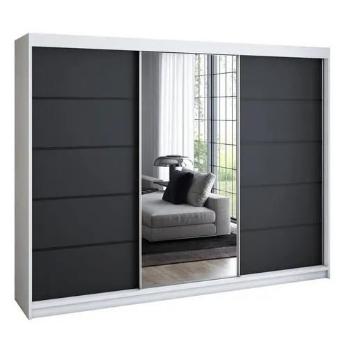 VILANO 2 Schwebetürenschrank 200 cm - Schwebetürenschrank mit 4 Schubladen und Spiegel, modernes Design, hochwertige Materialien und leichtgängiges Schiebetürsystem für optimalen Stauraum.