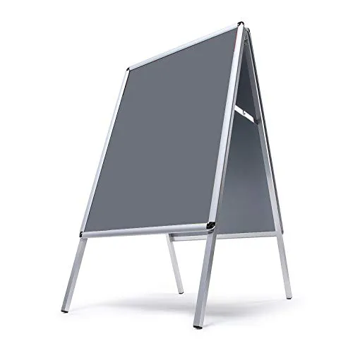 jansendisplay ZPA1R32ME Kundenstopper DIN A1 - Kundenstopper aus Aluminium, Front-loading für schnellen Posterwechsel, ideal für Werbung im Innen- und Außenbereich.
