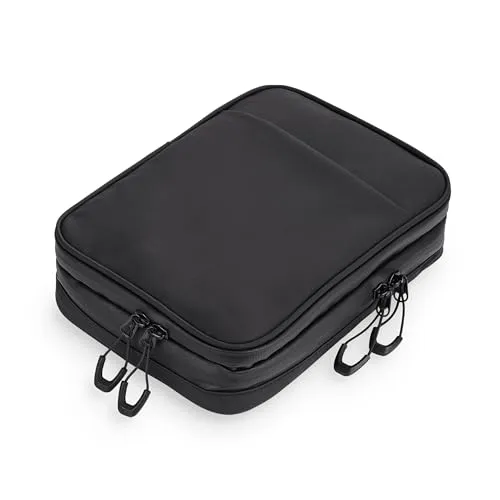 TROIKA Kabeltasche Black Connected - Praktische Kabeltasche mit 2 Reißverschlussfächern, ideal für Ordnung auf Reisen. Mit Netztaschen und Elastikbändern für Zubehör – perfekt für jeden Reisenden!