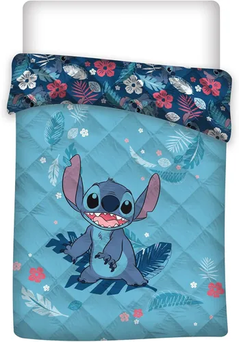 Aymax Tagesdecke Überwurf Lilo & Stitch 140 x 220 cm - Gemütliche Tagesdecke im verspielten Lilo & Stitch Design, ideal für das Schlafzimmer. Hergestellt aus hochwertigem Polyester für eine einfache Pflege und Langlebigkeit.