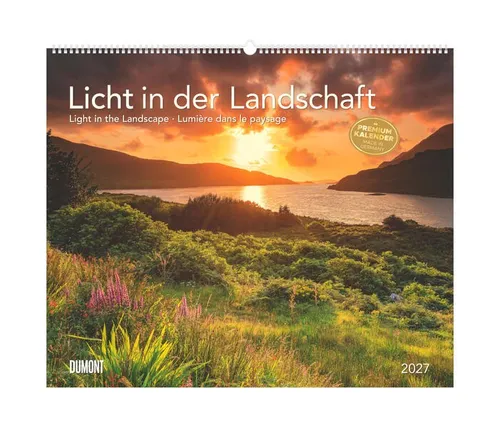 Licht in der Landschaft 2027 - Wandkalender - Wandkalender 60x50 cm mit beeindruckenden Landschaftsimpressionen. Ideal für Naturliebhaber, die ihre Wände stilvoll dekorieren möchten. Hochwertige Spiralbindung für einfache Handhabung.