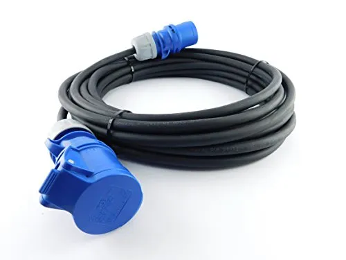 NWP CEE-Verlängerung 10m 230V 16A, Schwarz, IP44, 3x2,5mm² - Gummischlauchleitung, Verlängerungskabel für Camping, Wohnwagen, Boot, Caravan, Märkte