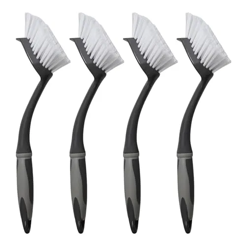 Spülbürste grau/schwarz VonBueren | Geschirrbürste/Küchenbürste/Bürsten für die Küche und zur Reinigung | Spülbürsten | Bürste mit ergonomischem Griff Länge ca. 29 cm| Reinigungsbürste 4 x