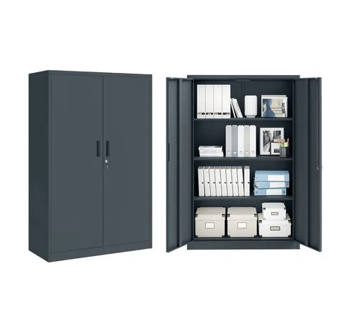 STEELSØN Regulus Metallschrank abschließbar – Werkzeugschrank mit Doppeltüren - Schränke für das Heimbüro, geräumiger Metallschrank mit 3 höhenverstellbaren Regalböden und Nockenschloss für mehr Sicherheit und optimalen Stauraum.