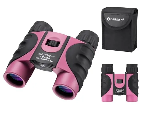 Barska Fernglas Blueline mit Tragetasche, Pink-Schwarz, 10 x 25, BA-AB12418