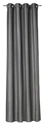 Joop! Ösenschal J-Allovers, Grau, 140x250 cm - Stilvolle blickdichte Gardine in Grau mit edlem Rauten-Dekor, ideal für ein glamouröses Ambiente und einfach anzubringen dank 8 Ösen.