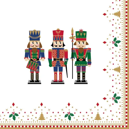 EasyLife Papierserviette Nutcracker, Farbe: Weiß, Motiv: Nussknacker