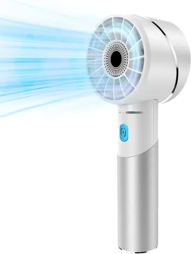 COZOME Handventilator Akku Aufladbar, Mini Stark Ventilator mit 7000 rpm Hohe Geschwindigkeit, Kleiner Metall USB Taschenventilator, Tragbar Turbo Hand Ventilatoren für Strand, Geschenk Damen