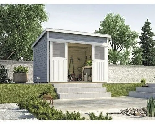 Schiebetürhaus weka Lugano 1 mit Fußboden 315 x 249 cm grau von Weka