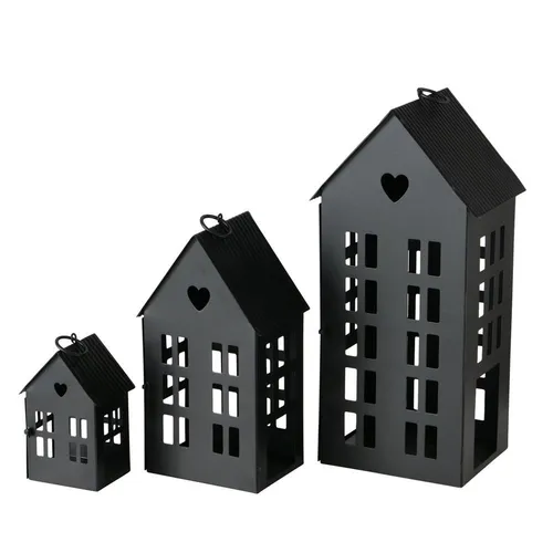 BOLTZE Laterne Alamo Haus 3er Set – Indoor Schwarz Metall von BOLTZE
