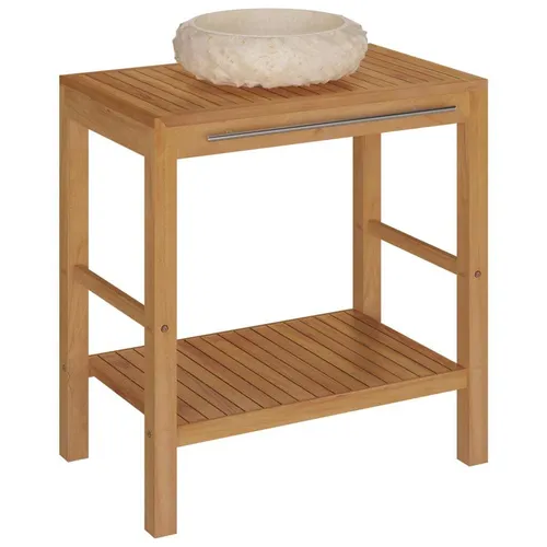 vidaXL Waschtisch aus massivem Teakholz mit Marmorwaschbecken - Eleganter Badezimmerwaschtisch aus robustem Teakholz mit edlem Marmorwaschbecken. Ideal für stilvolle Bäder und langlebige Qualität.
