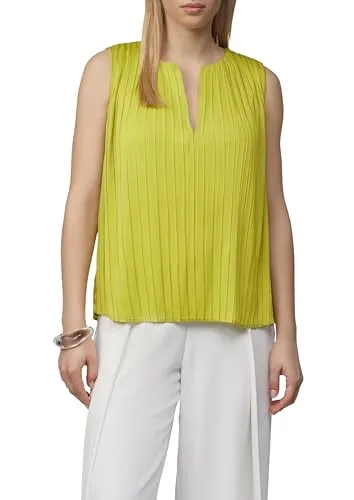 comma Ärmellose Bluse mit Plisseefalten in Kiwigrün, Größe 42 - Bluse im Loose Fit ohne Ärmel, ideal für warme Tage und vielseitig kombinierbar. Perfekt für einen lässigen Look!