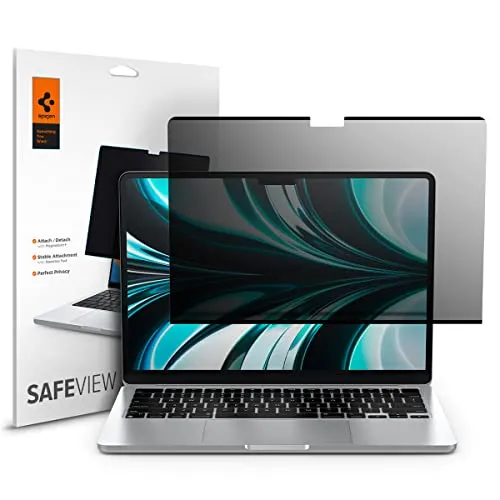 Spigen SafeView Magnetischer Blickschutzfilter für MacBook Air 13 Zoll - Displayfilter; Bietet effektiven Sichtschutz und schützt persönliche Daten vor neugierigen Blicken, während der Bildschirm von vorne klar bleibt.