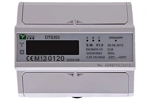 Drehstromzähler Verbrauch (kWh) & Leistung (kW) Stromzähler Starkstrom Zwischenzähler 380/400V digital DIN-Hutschiene ZS4