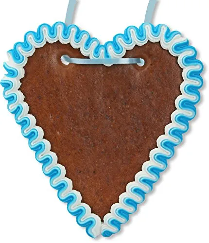 Lebkuchenherz Rohling mit Rand zum Verzieren, 18 cm, Blau-Weiß