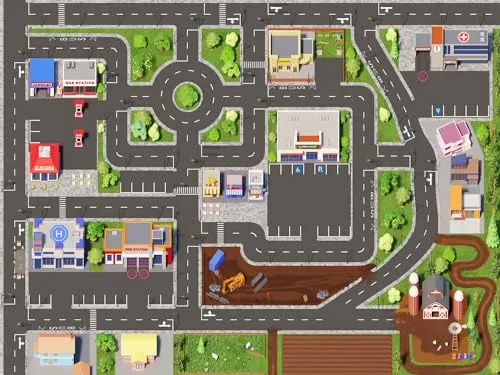 SkippiDoo Kinder Spielteppich Straßenteppich (160x120 cm) von SkippiDoo