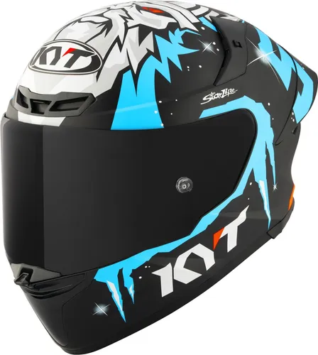 KYT TT-Revo Masia Replica Winter Test Helm (Schwarzmatt/Blau/Weiß) Gr: S (55)