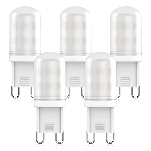 RuLEDne G9 LED Lampe 2W Ersatz Für Halogenlampe 28W 25W 20W, G9 LED Leuchtmittel Warmweiß 2700K, AC 220V-240V, CRI 85+, Kein Flackern, 360 Grad Winkel, Nicht Dimmbar, 5er Pack