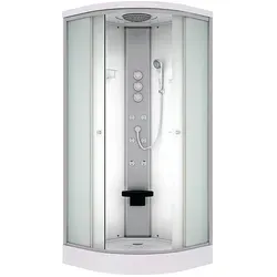 Duschkabine Fertigdusche D10-00M1 80x80 cm - Duschkabine aus 5mm Sicherheitsglas mit integriertem Klappsitz, großen Regendusche und 6 Rückenmassagedüsen - ideal für ein luxuriöses Duscherlebnis in Ihrem Badezimmer.