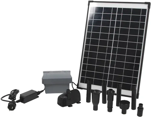 Ubbink Springbrunnenpumpe SolarMax 1000 Accu mit Hybrid-Funktion - Leistungsstarke Solar-Kreiselpumpe für den ganzjährigen Einsatz. Flexibel durch Hybrid-Funktion, ideal bei bewölktem Wetter oder nachts.