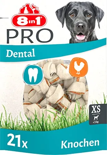 8in1 Pro Dental Knochen XS - gesunde Kauknochen für kleine Hunde bis 5 kg, reduziert Zahnbelag und fördert frischen Atem
