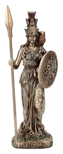 Figuren Shop GmbH Dekofigur Athena mit Eule und Medusen-Schild - Veronese - Wunderschöne Dekofigur von Athena mit Eule und Medusen-Schild. Ideal für Sammler und als Geschenk für Mythologie-Fans. Entdecken Sie unsere vielfältige Auswahl an Kunstfiguren.