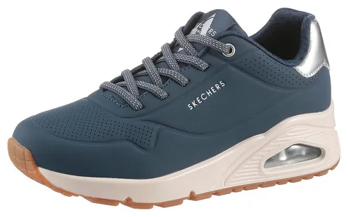 Skechers Damen Sneakers Marineblau/Rotgold, 40 EU - Damen-Sneaker mit synthetischem Durabuck-Obermaterial und flexibler Traktionslaufsohle für optimalen Komfort und Stil.
