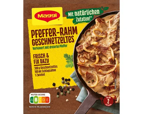 MAGGI Saucen, Maggi Fix für Pfeffer Rahm Geschnetzeltes mit dreierlei Pfeffer 27g