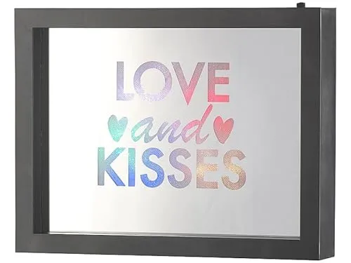 infactory Wandspiegel: Deko-Spiegel mit Glitzerschrift Love and Kisses und LED-Beleuchtung (Deko-Spiegel modern, Wand, Geburtstag)