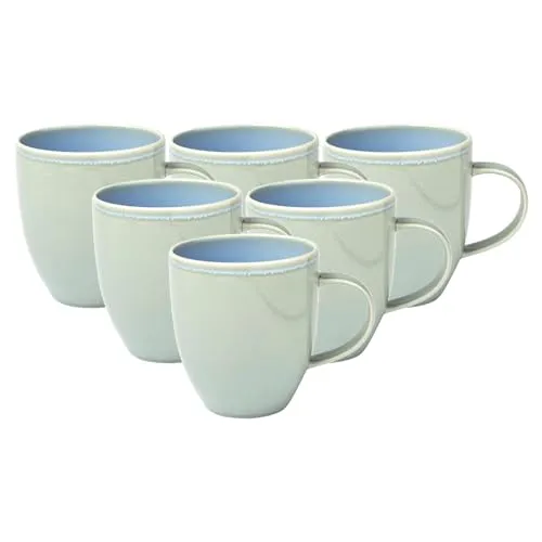 Villeroy & Boch Crafted Blueberry Becher Set - Thermobehälter: 6er Set Kaffeebecher aus Premium Porzellan mit einzigartiger Reaktivglasur für individuelle Akzente am Tisch. Spülmaschinenfest und mikrowellengeeignet.
