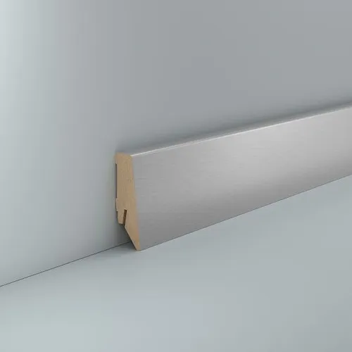 Sockelleiste MDF Edelstahl 58 mm MDF foliert Aluminium Dekor Fußleiste Design