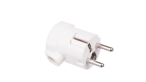 Wtyczka kątowa z uziemieniem, biała / 12050