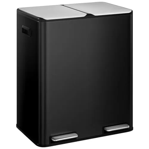 STEELSØN Elyron Mülleimer 2x30 Liter Edelstahl mit Soft-Close - Praktischer 2-Fächer-Mülleimer aus rostfreiem Edelstahl für stilvolle Abfallentsorgung. Mit Soft-Close-Funktion und herausnehmbaren Inneneimern für einfache Reinigung.