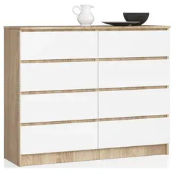 Raumhirsch Furniture Kommode CL3, Weiß, 120x99x40 cm - Elegante Kommode aus hochwertigem Holzwerkstoff mit 8 leichtgängigen Schubladen. Ideal für Schlafzimmer oder Wohnzimmer und perfekt zur Aufbewahrung von Textilien und Alltagsutensilien. Pflegeleicht und strapazierfähig.