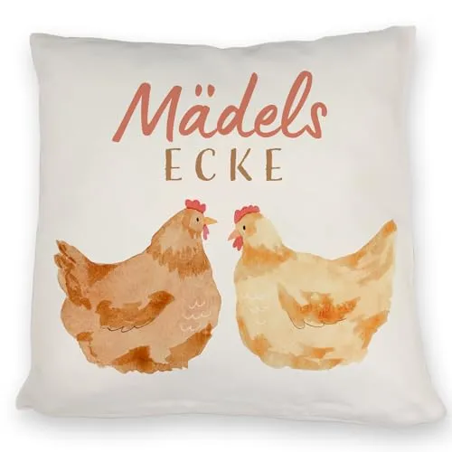 speecheese Hühner Kissen mit Spruch Mädelsecke Gemütlicher Garten Party Spaß für Freundin Perfekt für Mädelsabend Feiern