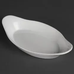 Olympia Whiteware Oval Eared Dishes 270 ml - 6er-Pack - Speiseteller aus weißem Porzellan, ofen-, mikrowellen- und gefriergeeignet. Langlebig und elegant, ideal für jede Tischdekoration.