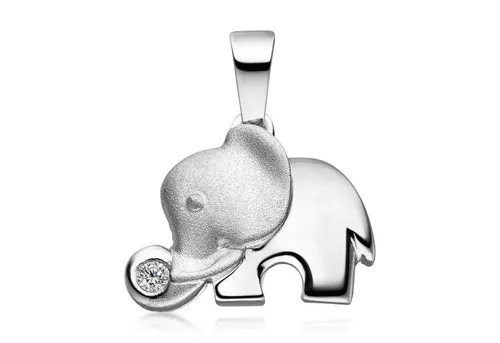MATERIA Elefant Kettenanhänger aus Silber 925 mit Zirkonia von Materia