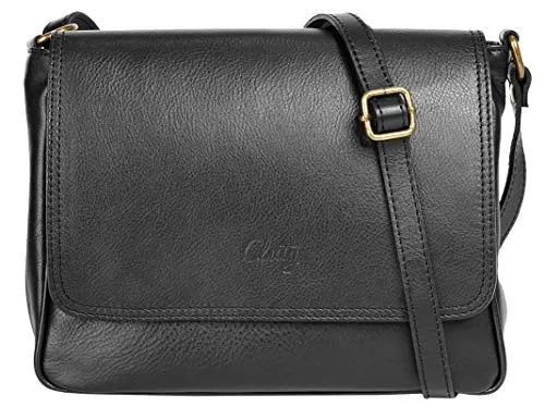 Umhängetasche CLUTY aus echtem Leder, schwarz, Made in Italy - Handtaschen mit zeitlosem Design und ausreichend Platz für Wertsachen. Hergestellt aus 100% echtem Leder in Italien, ideal für den Alltag.