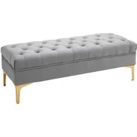 HOMCOM Sitzbank mit Samtbezug und goldenen Beinen - Sitzbänke & -truhen: Elegante und stabile Bank mit gepolstertem Sitz, ideal für Schlafzimmer oder Flur, belastbar bis 120 kg.