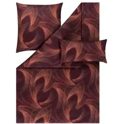 Estella Mako-Satin Bettwäsche 155x220 Lino vino weinrot orange 7993-40 - Bettwäsche-Set aus hochwertigem Mako-Satin für luxuriösen Schlafkomfort, hautsympathisch und atmungsaktiv, ideal für Sommer und Winter.