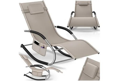TecTake Gartenliege Taya, ergonomisch mit Schwingfunktion - beige - Gartenliegen für entspannte Stunden im Freien. Die ergonomische Gartenliege Taya bietet mit ihrem abnehmbaren Kopfpolster und der sanften Schwingfunktion ultimativen Komfort für dein Outdoor-Erlebnis.