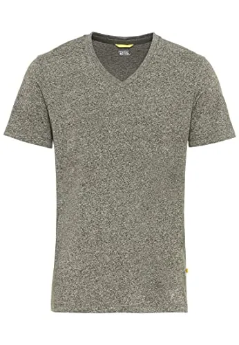 camel active Herren Basic Kurzarm T-Shirt mit V-Ausschnitt aus biologischer Baumwolle in Grau, Grün, Dunkelblau und Dunkelgrau Grün Menswear-XL
