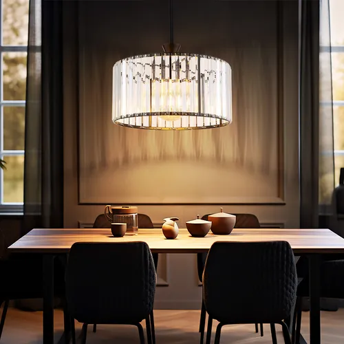 Pendelleuchte Esstischlampe Kristall - Elegante Hängelampe für Wohnzimmer - Lampen - Stilvolle Hängeleuchte mit klaren Acrylkristallen und moderner LED-Technologie für warmweißes Licht. Ideal als zentraler Lichtakzent über Tischen.
