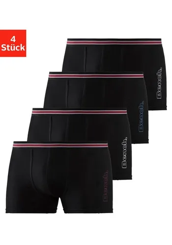Boxer BENCH. Herren Boxershorts schwarz, Gr. L - Herrenunterhosen aus elastischer Baumwolle im Viererpack, eng anliegend mit Logodruck und abgesteppter Kante für optimalen Tragekomfort.