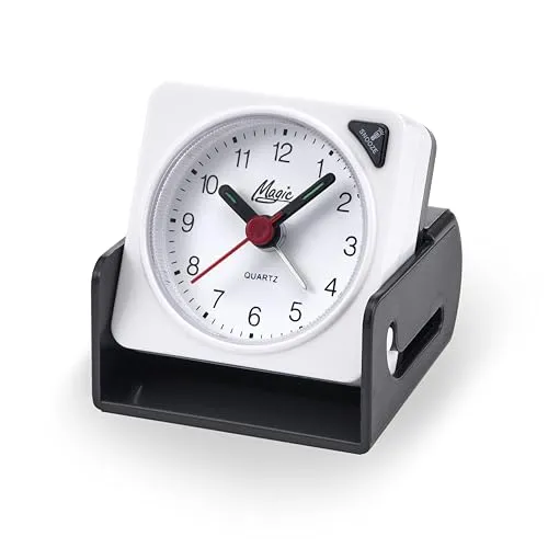 Atlanta Magic Reisewecker mit Klappetui Quarz Klappwecker Licht Snooze - 2190/0 (Weiß)