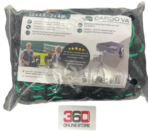 CargoVA® Anhängernetz – Dehnbares, UV-beständiges und wetterfestes Netz mit Eckenmarkierung - Anhängernetze für sichere Ladungssicherung, elastisch und einfach anbringbar dank Eckenmarkierung in Signalorange, ideal für PKW-Anhänger und Transporter.